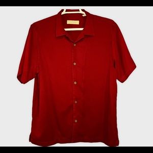 Tommy Bahama burgundy red mens short sleeve shirt